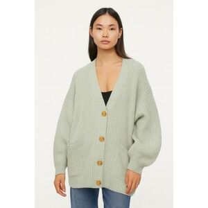 Ribbed Knit Oversized V Neck Cardigan Women, size Small